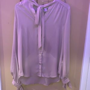 Long sleeve button down shirt with bow